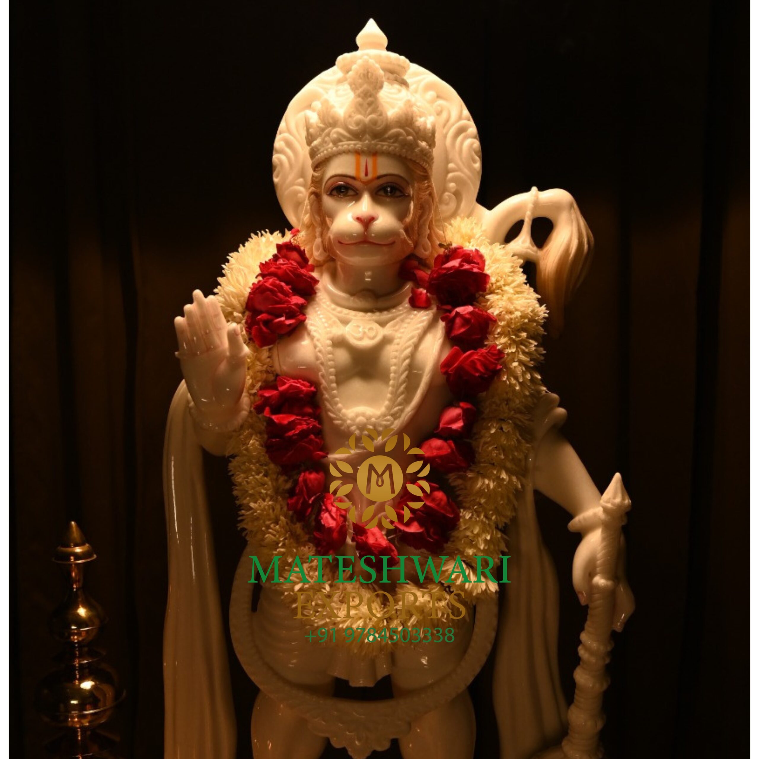 Lord Hanuman Ji Marble Idol – Vedic Style Handcrafted Sculpture