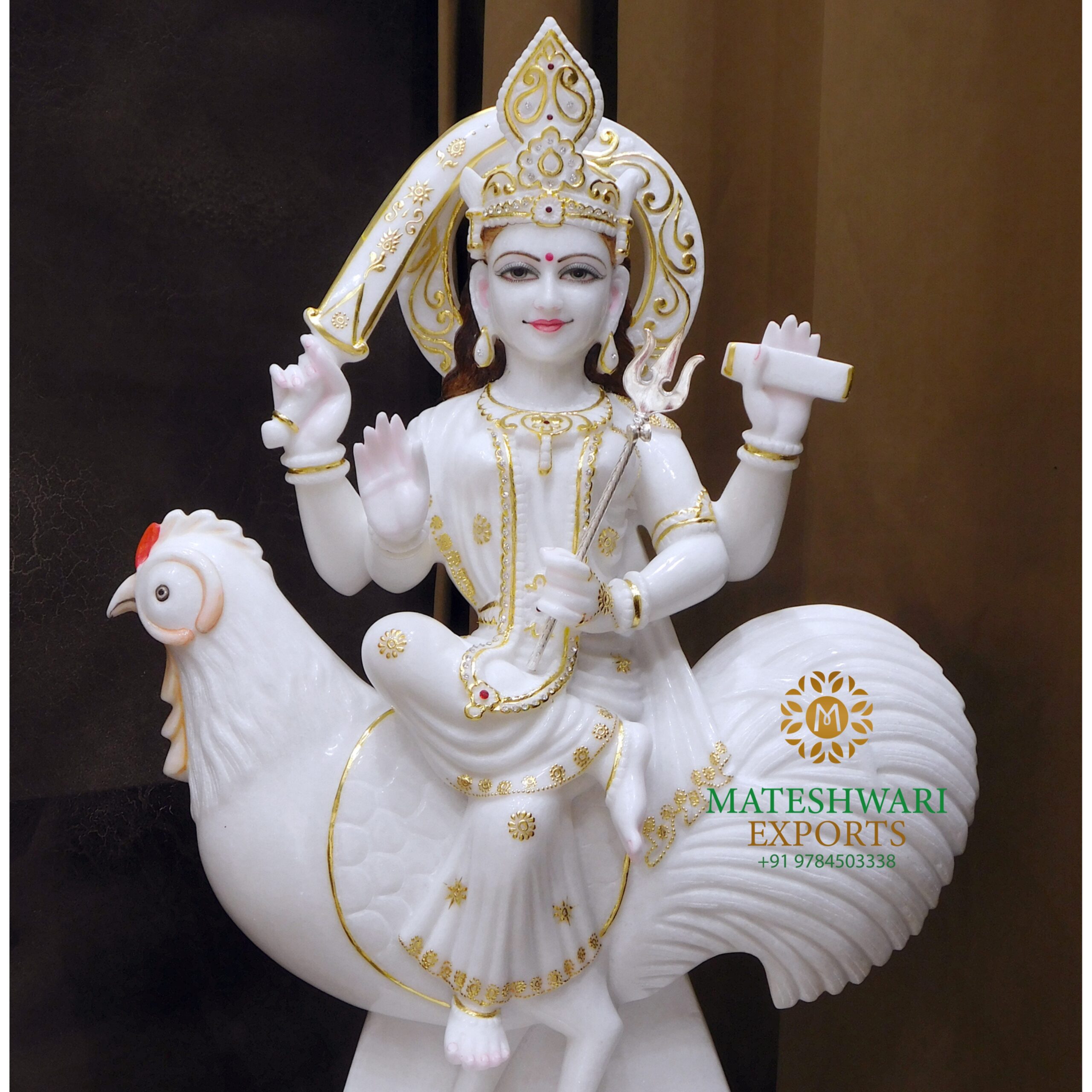 Marble Idol of Lord Kartikeya on Peacock