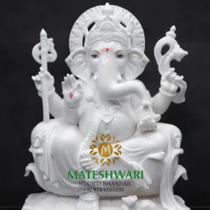 Siddhivinayak Ganesh Ji White Marble Murti